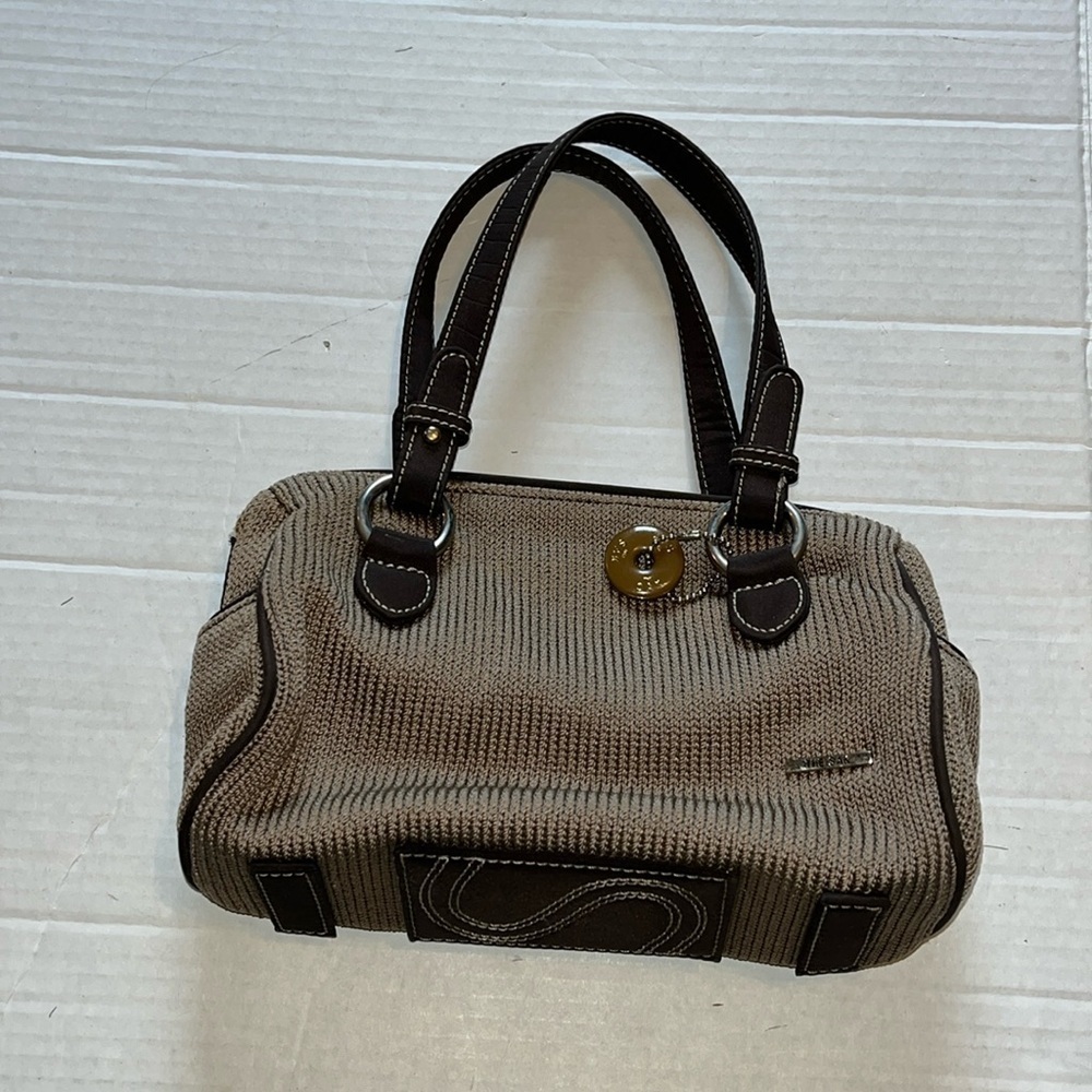 VTG-the Sak-Brown taupe/tan crocheted, mini Boho purse handbag cottage core Y2K.